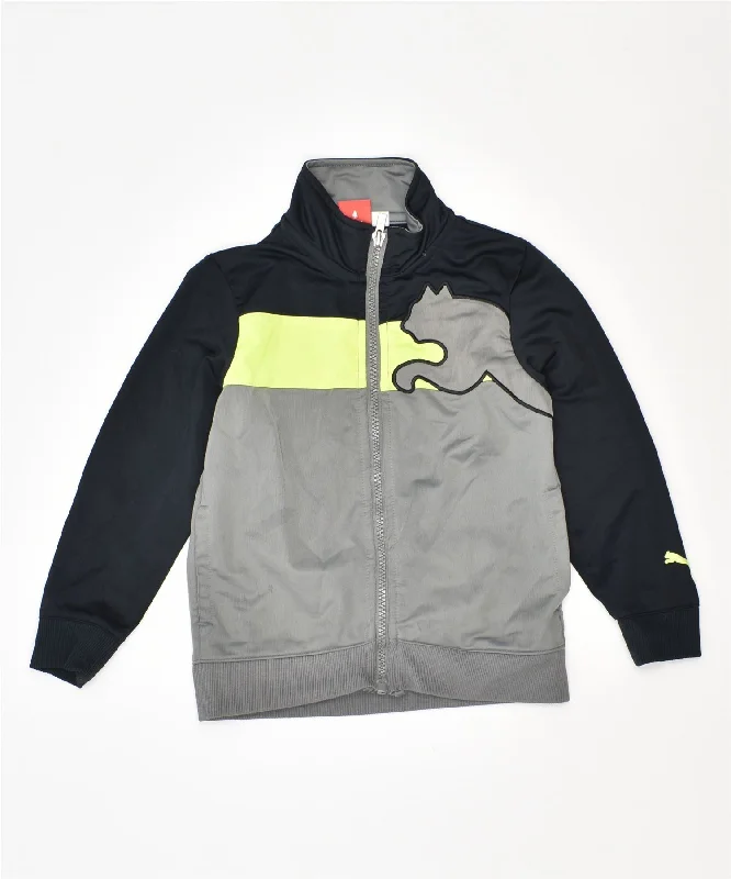 men's sleek leather jackets -PUMA Boys Tracksuit Top Jacket 3-4 Years Grey Polyester