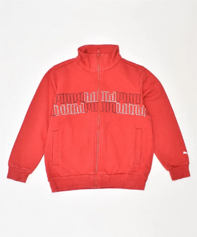 men's thermal jackets -PUMA Boys Tracksuit Top Jacket 7-8 Years Red Cotton