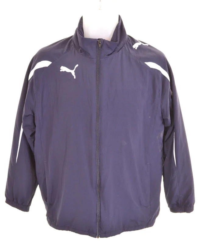 men's tailored jackets -PUMA Boys Windbreaker Jacket 13-14 Years Navy Blue