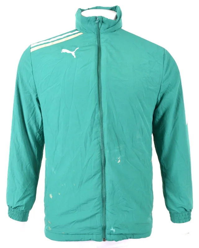 men's zip-up rain jackets -PUMA Boys Windbreaker Jacket 15-16 Years Green Polyester