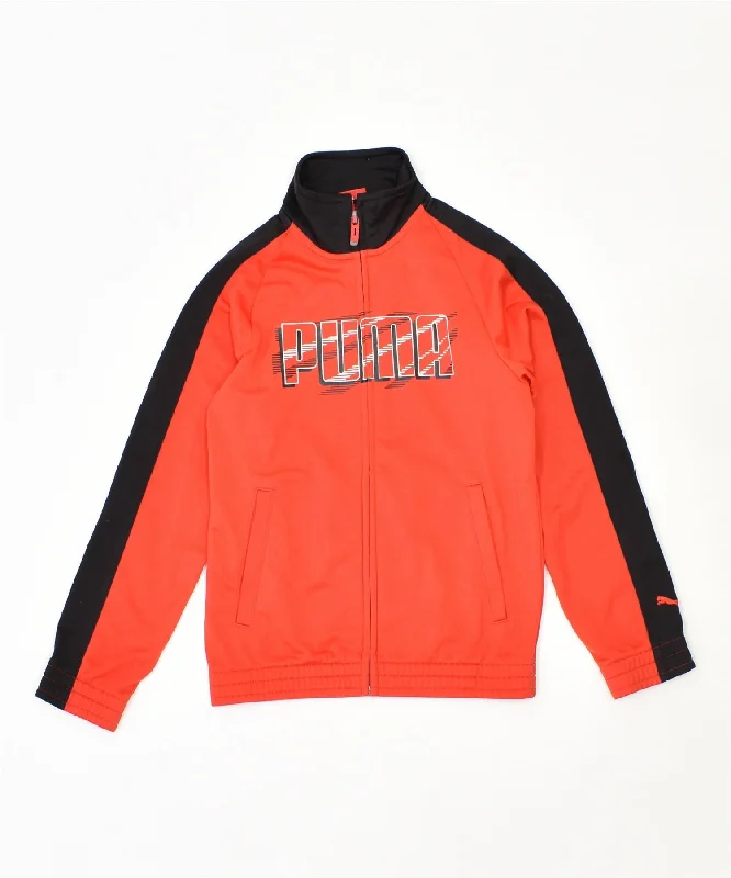 men's jacket for fall weather -PUMA Girls Graphic Tracksuit Top Jacket 7-8 Years Red Polyester