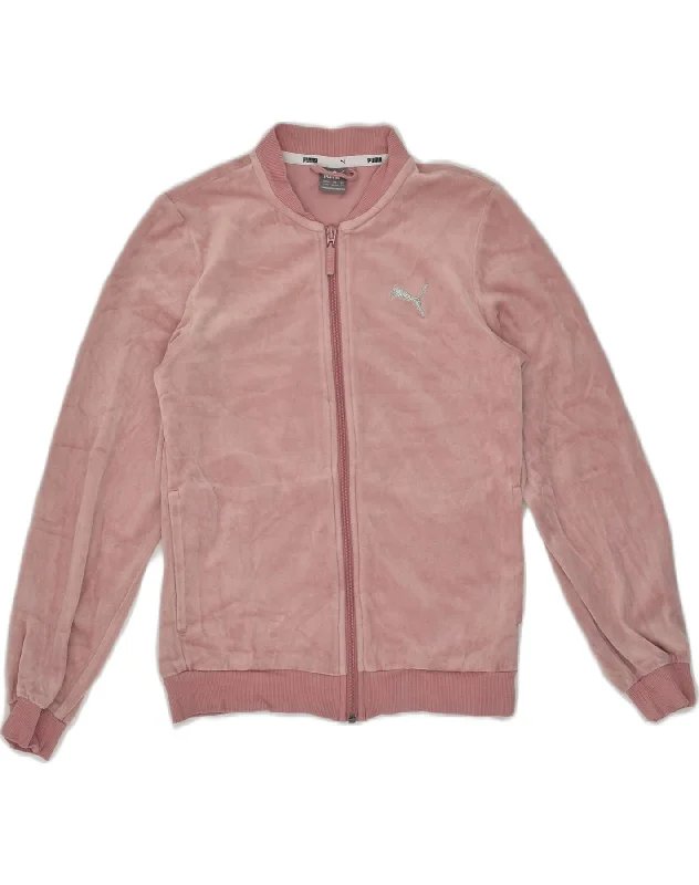 men's long trench jackets -PUMA Girls Tracksuit Top Jacket 13-14 Years Pink Cotton