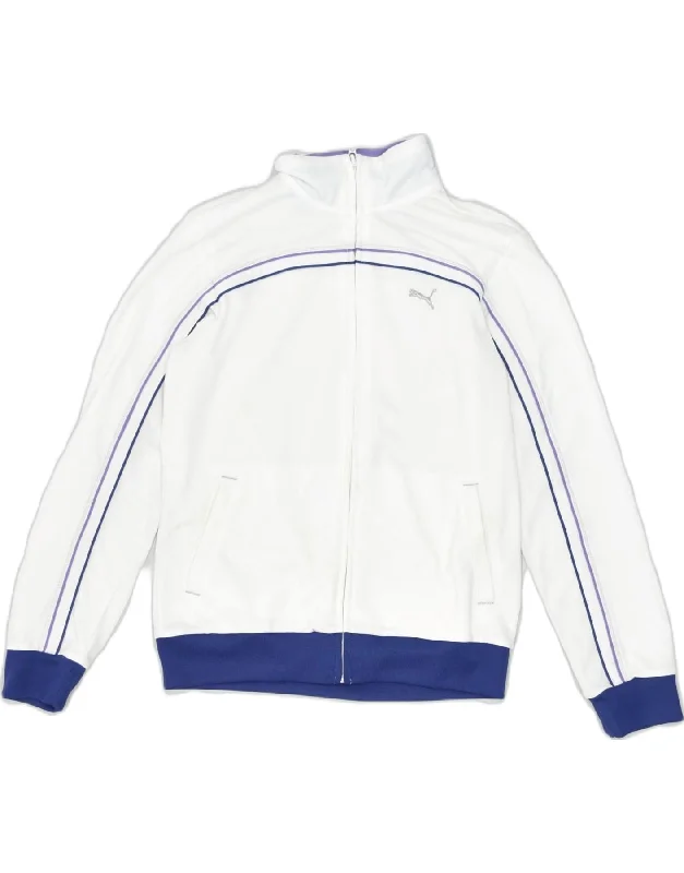 men's reversible jackets -PUMA Girls Tracksuit Top Jacket 13-14 Years White Polyester