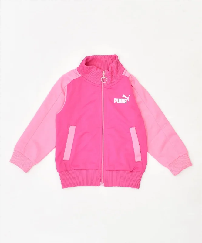 men's checked jackets -PUMA Girls Tracksuit Top Jacket 9-12 Months Pink Polyester