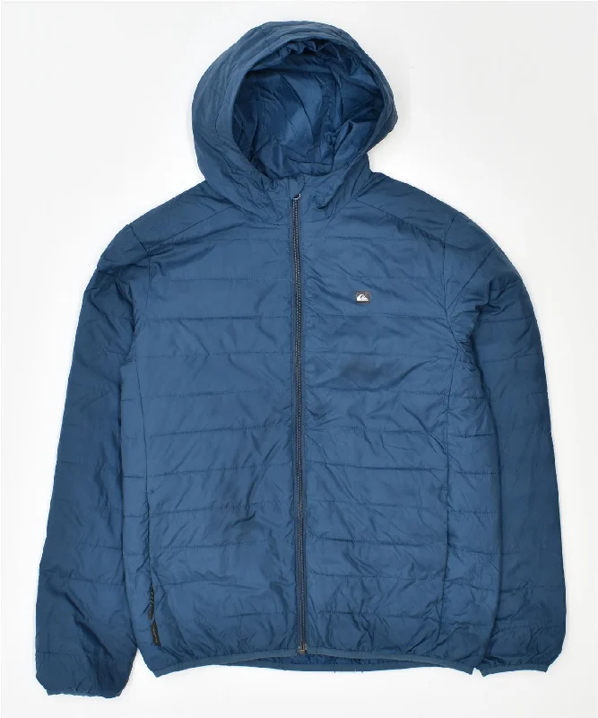 men's stylish rain jackets -QUIKSILVER Boys Hooded Windbreaker Jacket 13-14 Years Large Blue