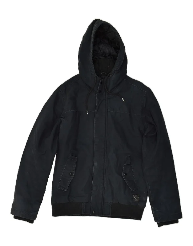 men's varsity jackets for winter -QUIKSILVER Mens Hooded Windbreaker Jacket UK 38 Medium Navy Blue Cotton