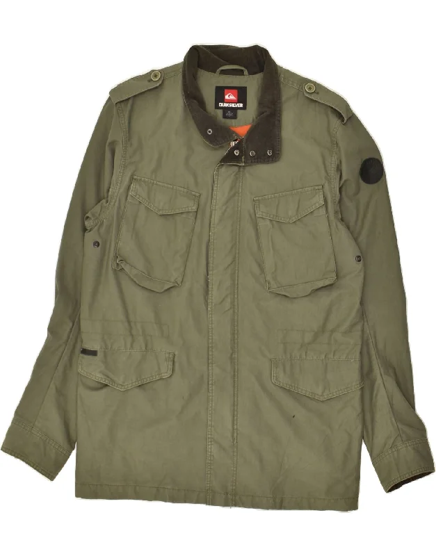 men's coat jackets for winter -QUIKSILVER Mens Military Jacket UK 40 Large Green Cotton