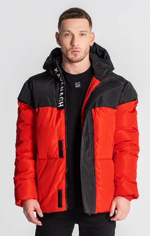 men's fleece-lined jackets -Red Sauce Puffer Jacket