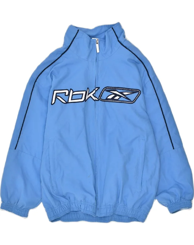 men's fashion jackets -REEBOK Boys Tracksuit Top Jacket 7-8 Years Blue Polyester