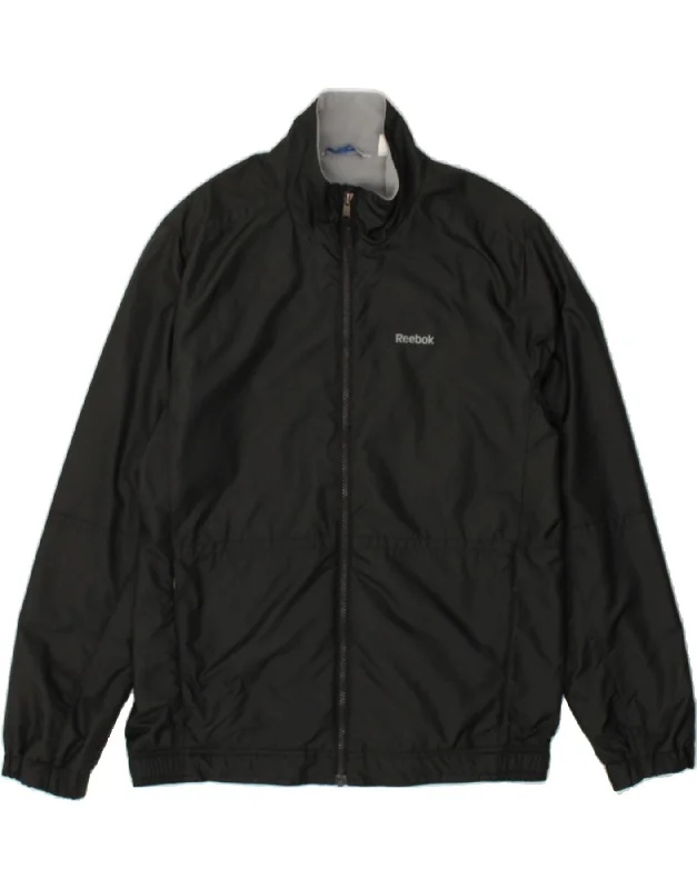 men's casual zip-up jackets -REEBOK Mens Bomber Jacket UK 38 Medium Black Polyester