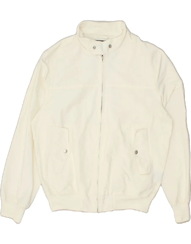 men's slim-fit jackets -REFRIGUE Mens Bomber Jacket UK 44 2XL Off White Cotton