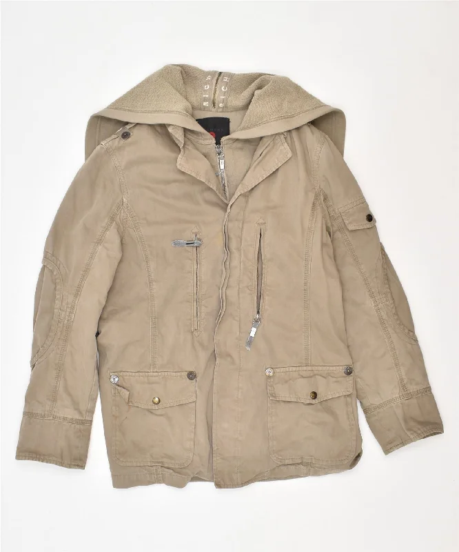 men's down jackets -RICHMOND Boys Hooded Utility Jacket 9-10 Years Beige Cotton