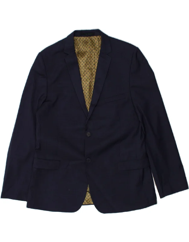 men's winter-ready jackets -TED BAKER Mens 2 Button Blazer Jacket EU 44 XS Navy Blue Wool