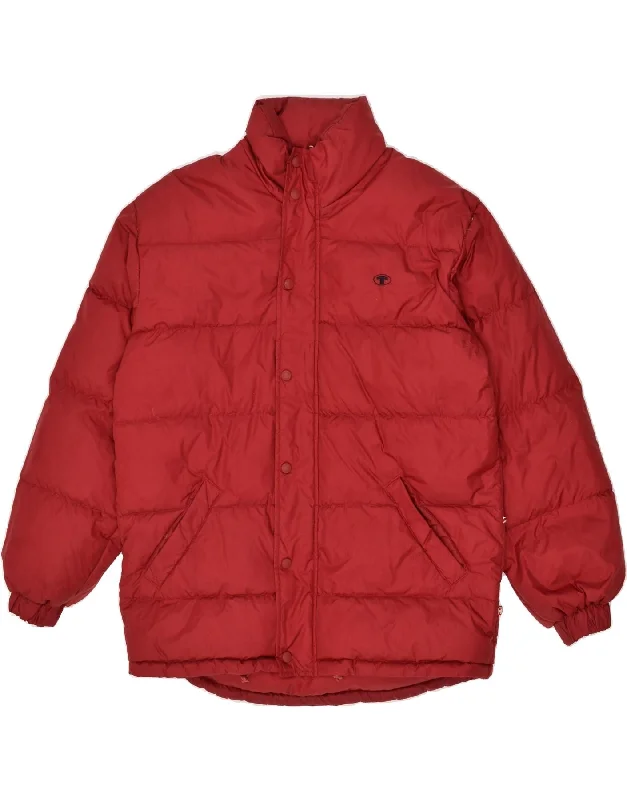 men's tailored jackets -TOM TAILOR Mens Hooded Padded Jacket UK 38 Medium Red Polyamide