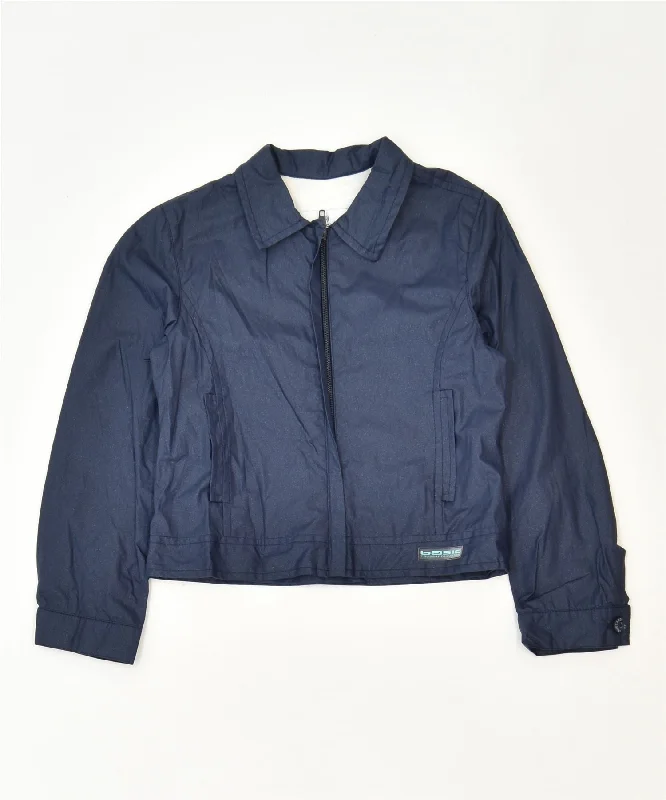 men's zippered jackets -TRUSSARDI Girls Rain Jacket 4-5 Years Navy Blue Cotton Classic