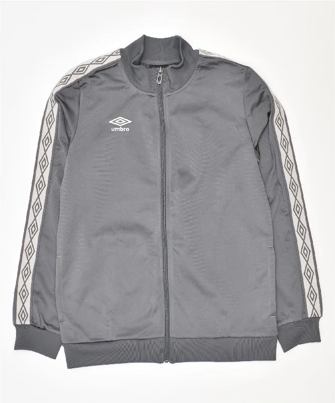 men's down jackets -UMBRO Boys Tracksuit Top Jacket 12-13 Years Large Grey Polyester