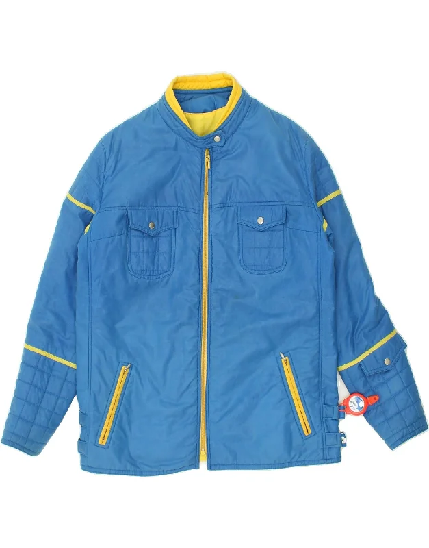 men's coat jackets -VALMELINE Mens Padded Jacket UK 40 Large Blue Polyamide