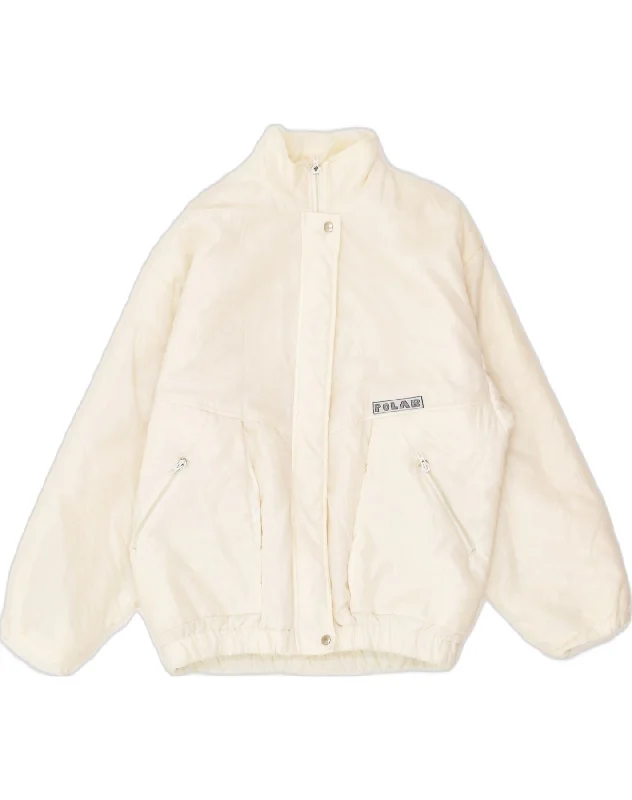 men's stylish bomber jackets -VINTAGE Girls Loose Fit Padded Jacket 14-15 Years Off White