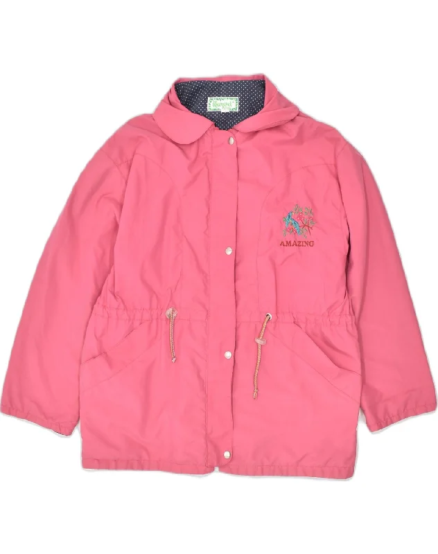 men's outdoor jackets -Vintage Girls Utility Jacket 15-16 Years Pink Polyester