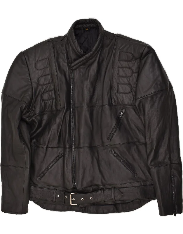 men's tailored jackets -VINTAGE Mens Leather Jacket UK 42 XL Black