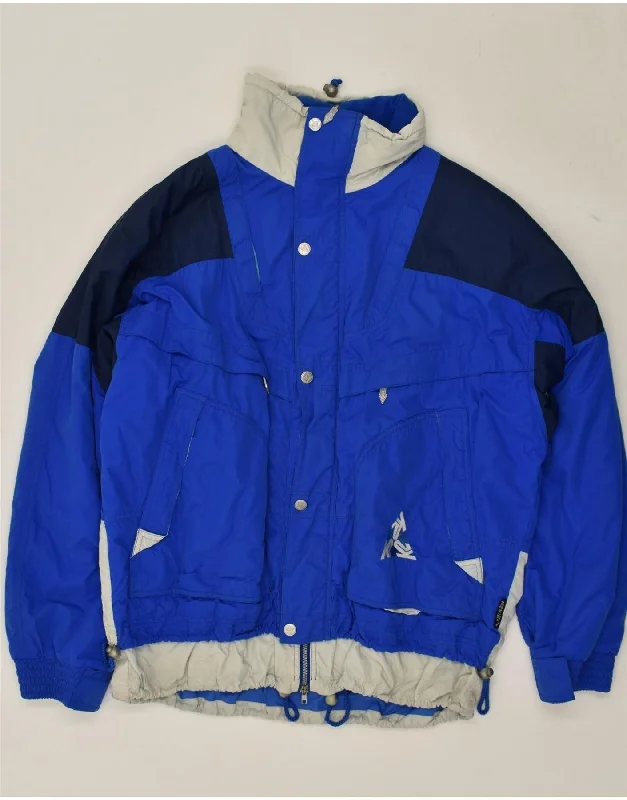 men's trench coats -VINTAGE Mens Padded Jacket UK 42 XL Blue Colourblock Polyamide