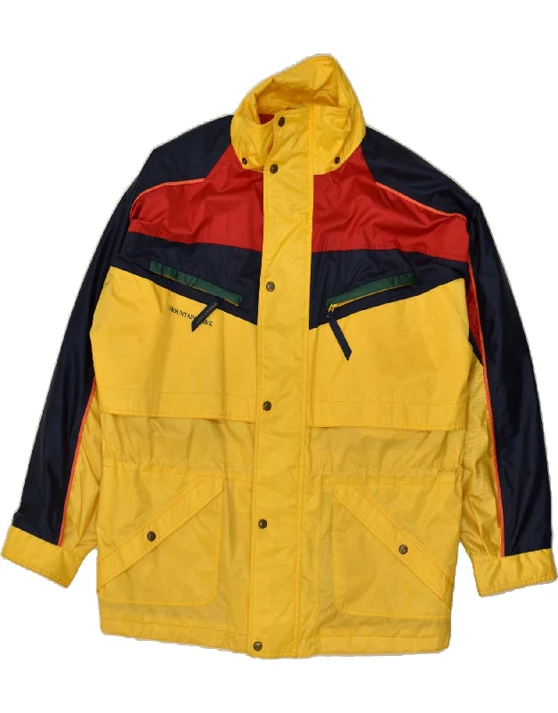 men's zippered windbreaker jackets -VINTAGE Mens Rain Jacket UK 40 Large Yellow Colourblock