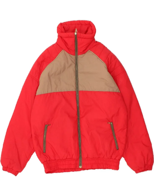 men's fleece-lined jackets -VINTAGE Mens Windbreaker Jacket IT 48 Medium Red Colourblock Sports