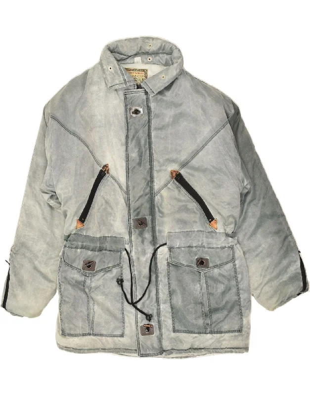 men's button-up jackets -VINTAGE Mens Windbreaker Jacket UK 40 Large Grey