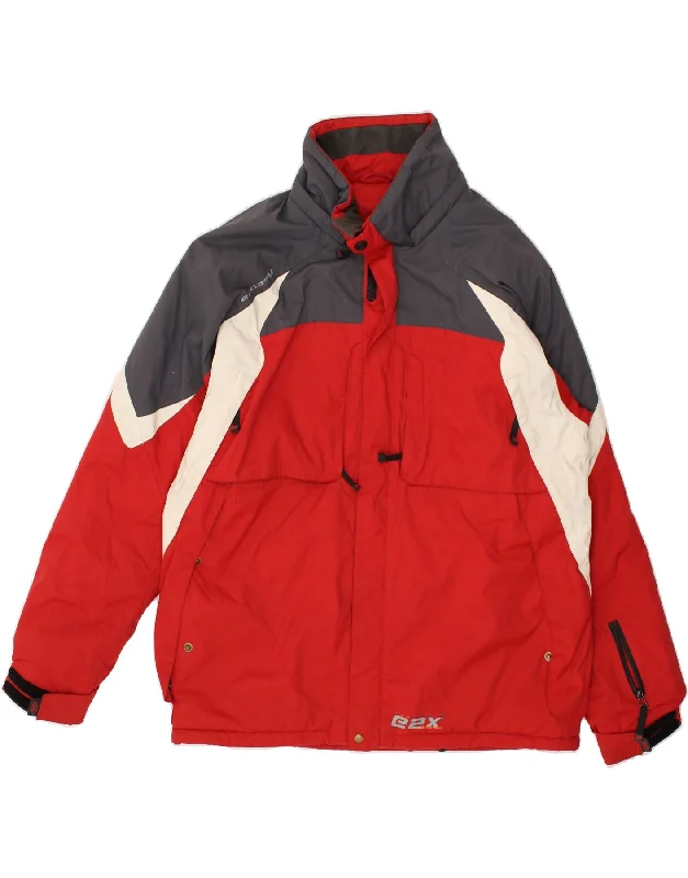 men's button-up jackets -VINTAGE Mens Windbreaker Jacket UK 40 Large Red Colourblock Nylon