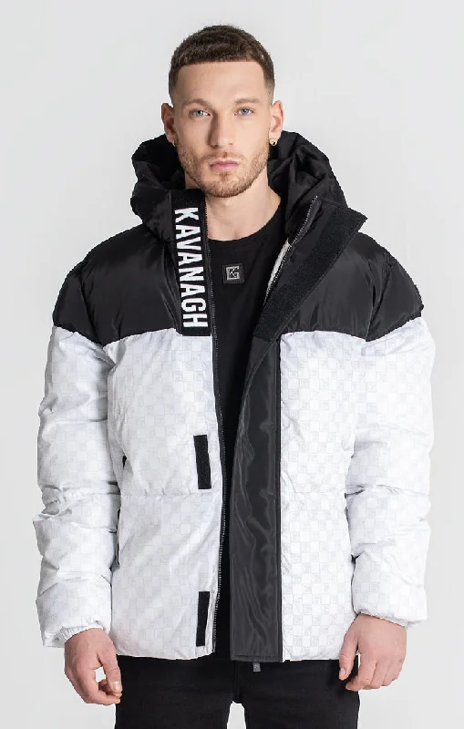 men's black jackets -White Clone Puffer Jacket