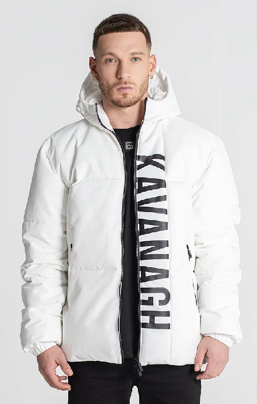 men's padded winter jackets -White Peekaboo Puffer Jacket