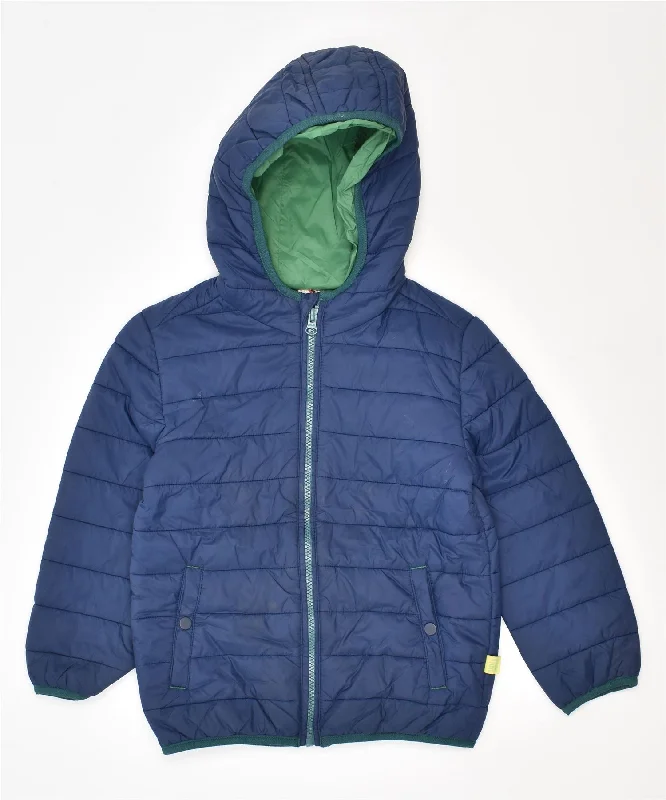 men's long jackets -WHITE STUFF Girls Hooded Windbreaker Jacket 5-6 Years Blue Nylon