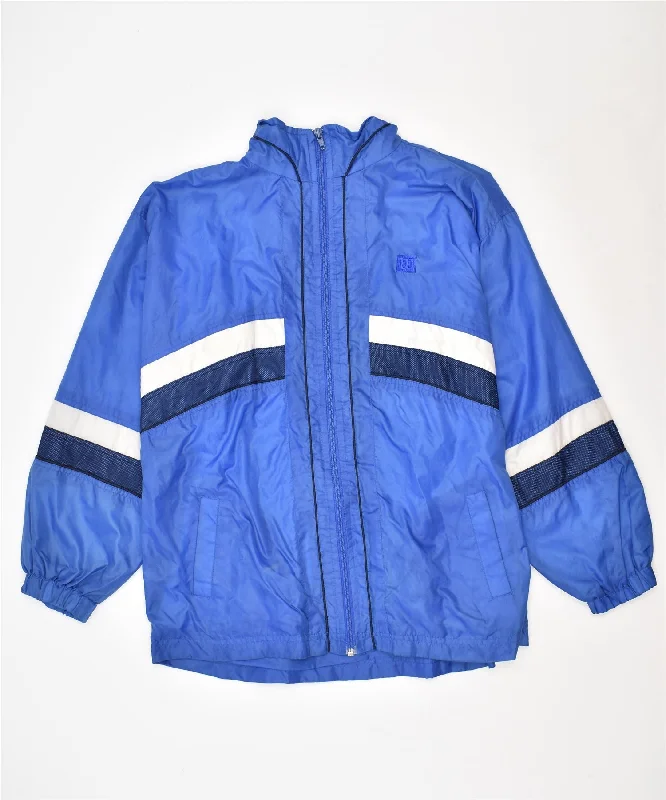 men's slim-fit jackets -WILSON Boys Windbreaker Jacket 13-14 Years Large Blue Polyester Vintage