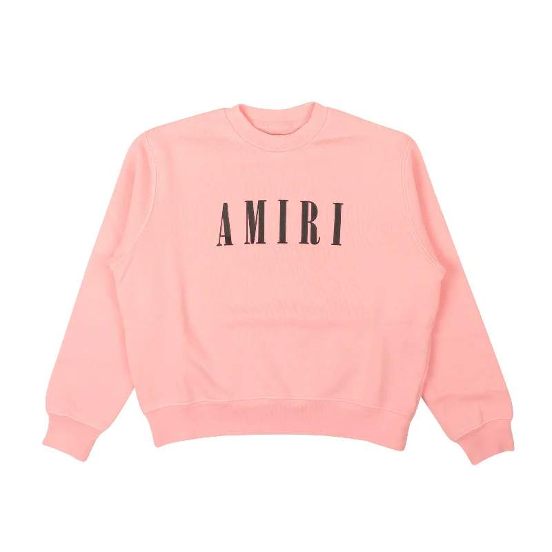 men's thick hoodie sweatshirt -Girl's Baby Pink Logo Crewneck Sweatshirt