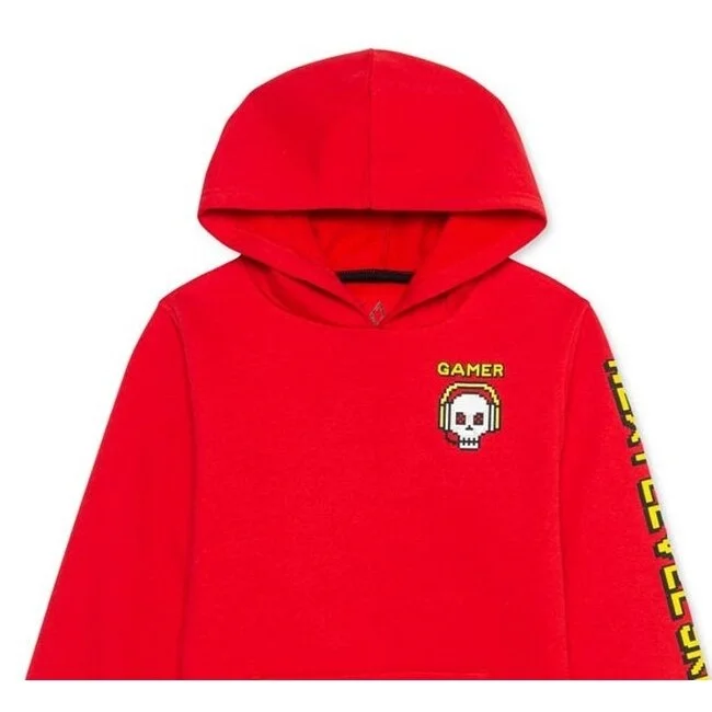 men's casual pullover hoodie sweatshirt -Jem Big Boys Game Skull Hoodie Red Size Large