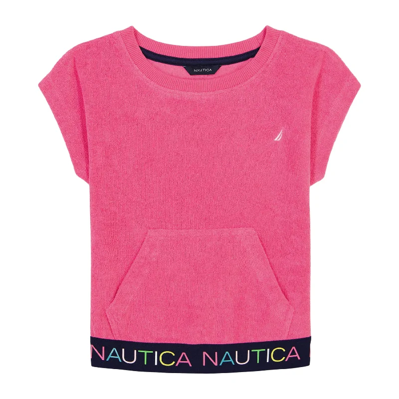 men's classic hoodie sweatshirt -Nautica Little Girls' Elastic Hem Sweatshirt (4-6X)