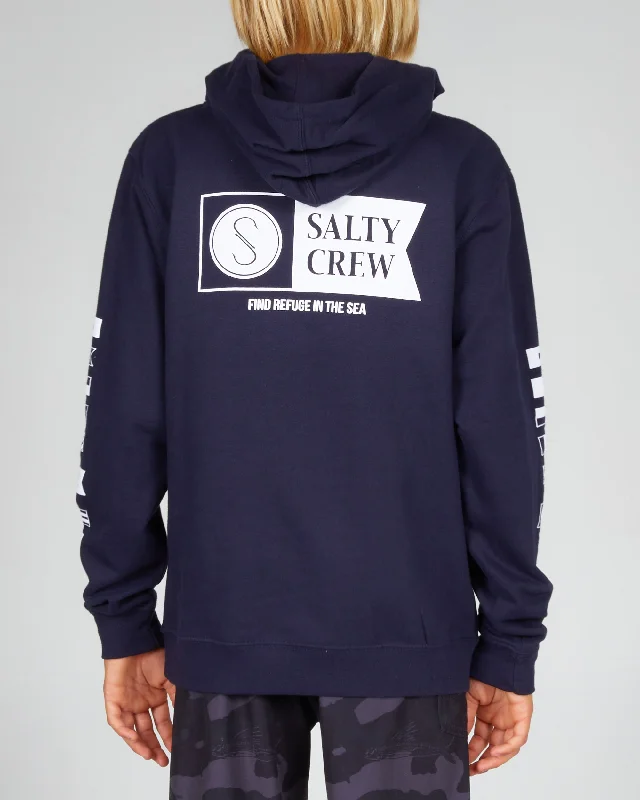 men's stylish zip-up hoodie sweatshirt -Alpha Flag Boys Fleece Hoodie - Navy