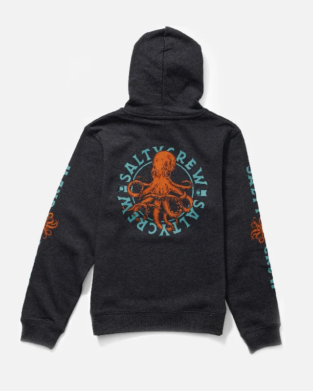 men's hoodie sweatshirt for evenings -Tentacles Boys Fleece Hoodie - Navy Heather