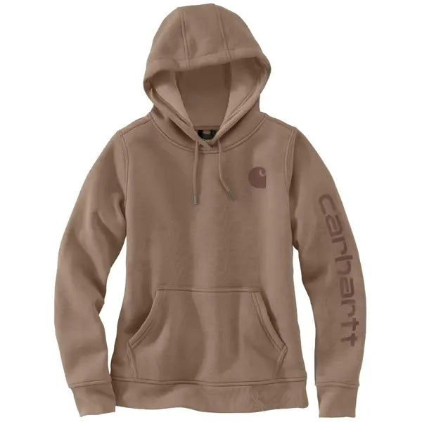 men's embroidered hoodie sweatshirt -Women's Midweight Logo Hoodie, Flaxseed