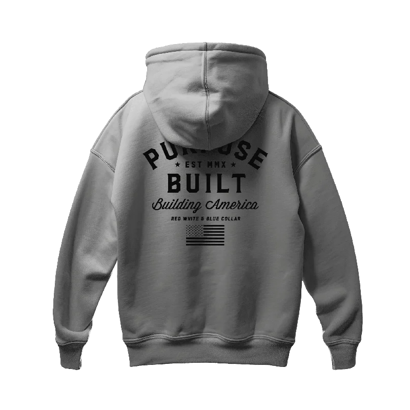 men's hoodie sweatshirt for cozy nights -Freedom Hoodie - Heathered Grey