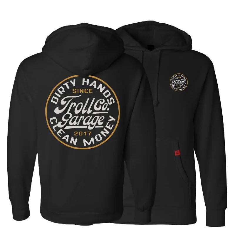 men's zip-up fleece hoodie sweatshirt -DHCM Garage Hoodie, Black