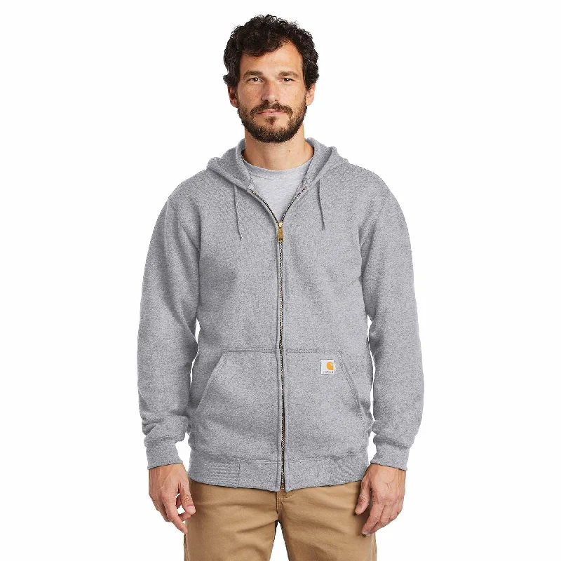 men's sportswear hoodie sweatshirt -K122 Loose Fit Midweight Full-Zip Sweatshirt - Heather Grey