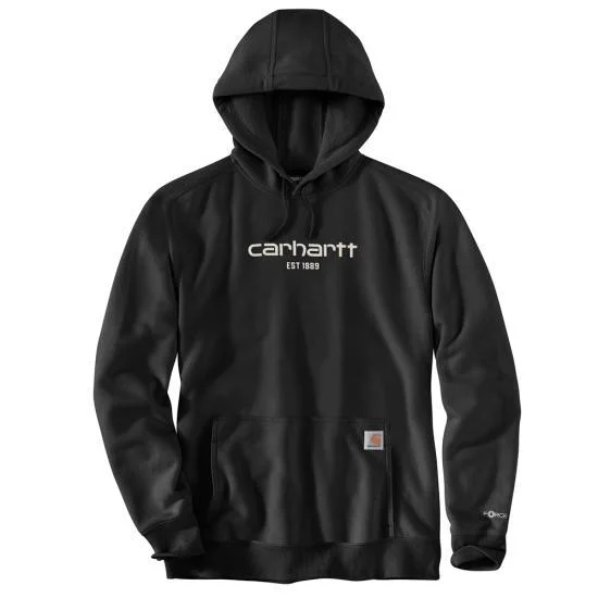 men's warm hoodie sweatshirt -Force Relaxed Fit Lightweight Logo Graphic Sweatshirt - Black