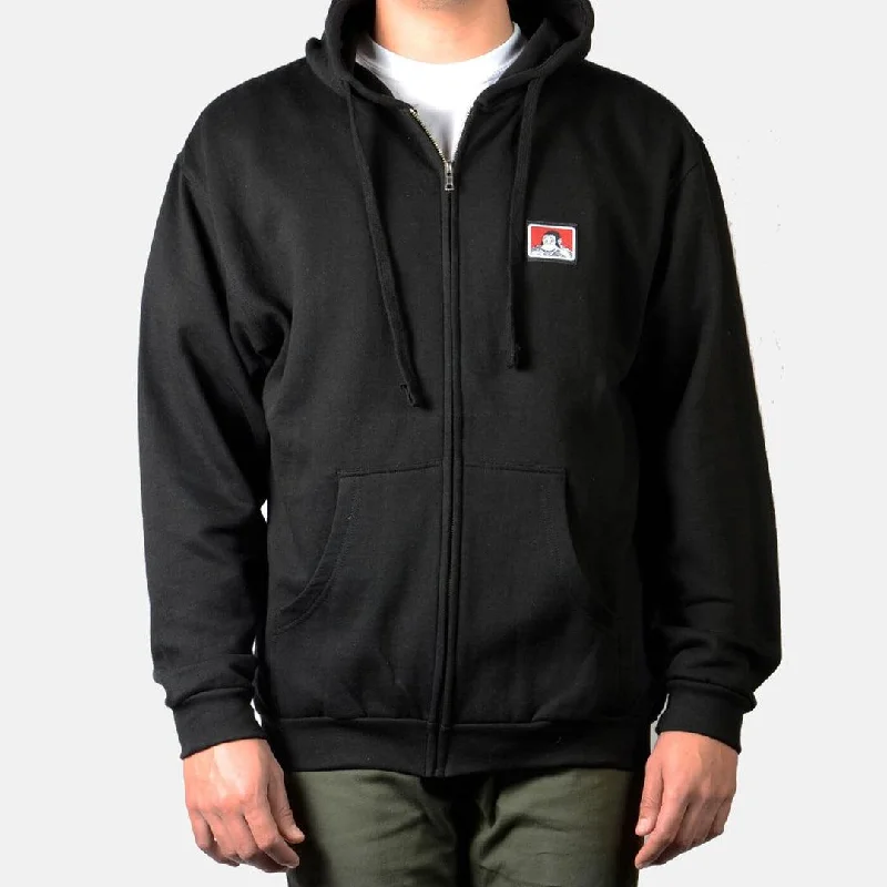 men's high-quality hoodie sweatshirt -Hooded Full Zip Sweatshirt: Black