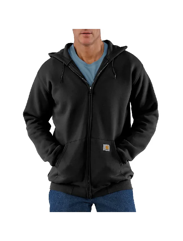 men's hoodie sweatshirt for warmth -K122 Loose Fit Midweight Full-Zip Sweatshirt - Black