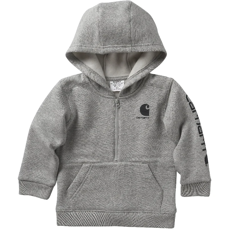 men's warm fleece hoodie sweatshirt -Infant/Toddler Long Sleeve 1/2 Zip Sweatshirt - Light Heather Grey