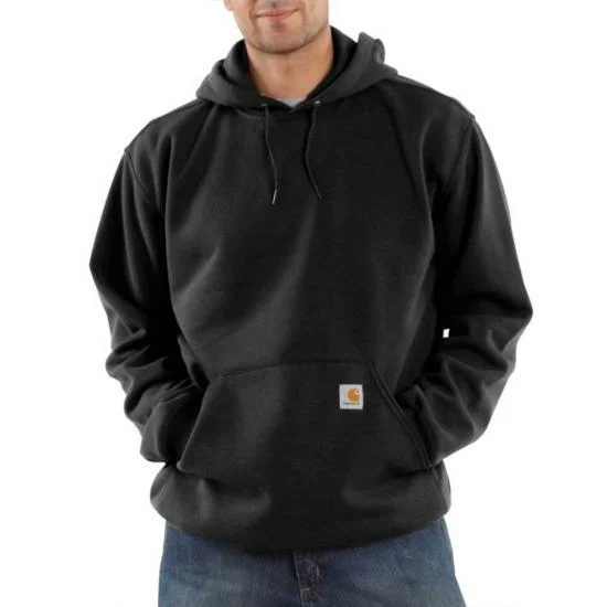 men's workout hoodie sweatshirt -K121 Loose Fit Midweight Hoodie - Black