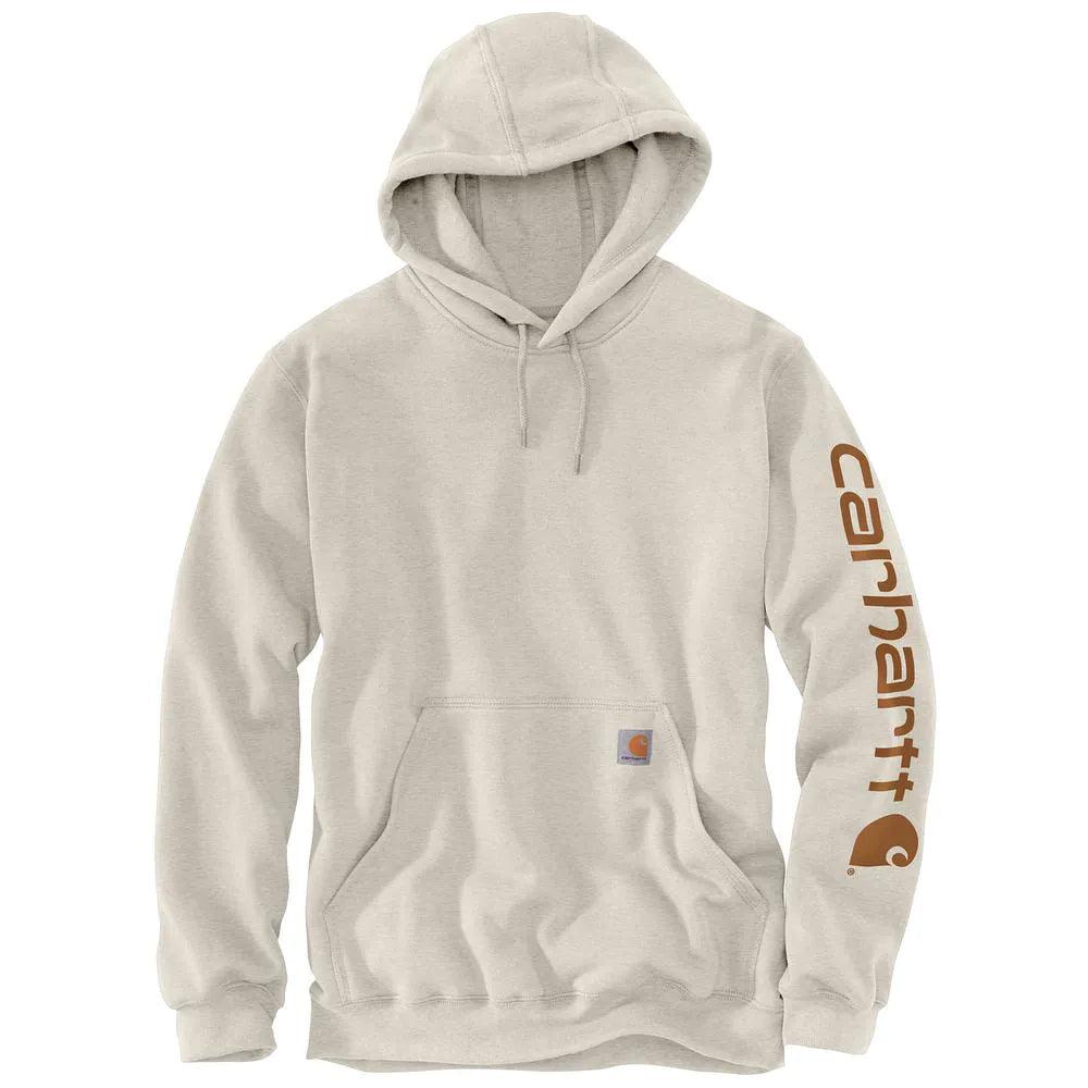 men's trendy pullover hoodie sweatshirt -K288-W03 Loose Fit Midweight Logo Sleeve Graphic Hoodie - Malt