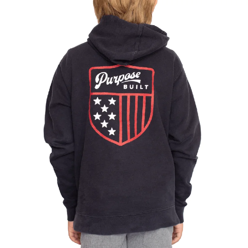 men's sports hoodie sweatshirt -Youth American Badge Hoodie - Navy