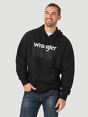 men's warm fleece hoodie sweatshirt -Wrangler Logo Hoodie - Black